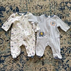 Adorable Elephant and Golf Print Baby Sleepers